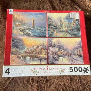 Thomas Kinkade 500 Piece Puzzle Bundle / Set of 4